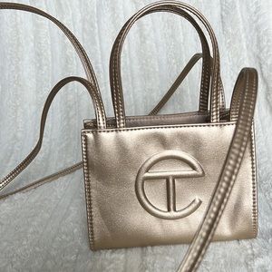 Telfar Small Gold Shopping Bag